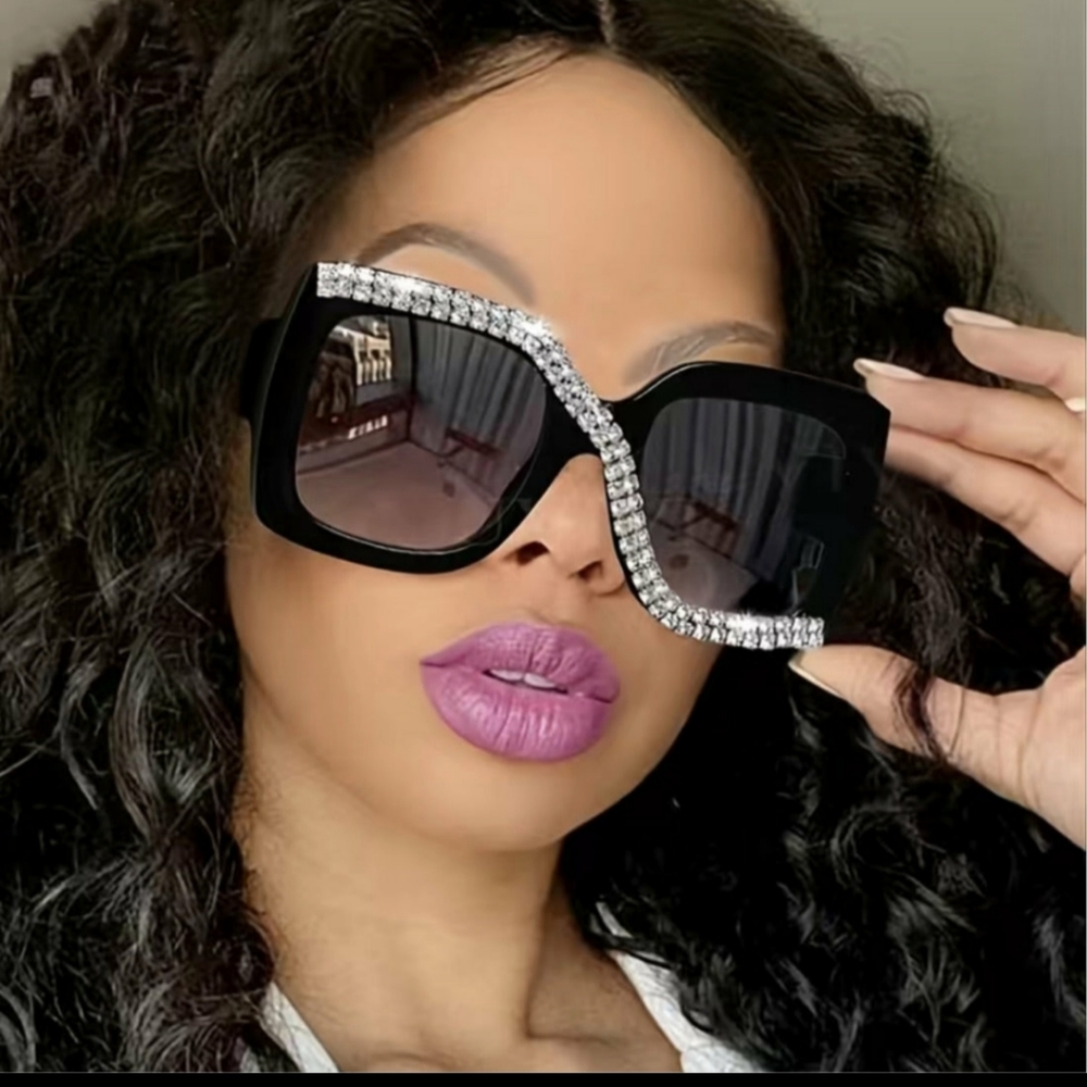 Special Design Color With Crystals Big Frame Rhinestone Bling Trendy Fashionable